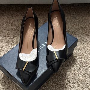 Cole Haan Black Heels with Gold Accent